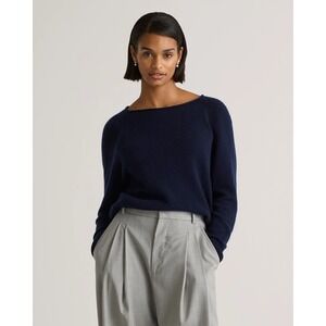 Quince 100% Mongolian Cashmere Boatneck Sweater True Navy Women's Medium NWT